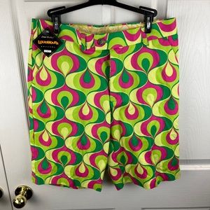 Men's Loudmouth Golf Ribbon Candy Shorts Pink Green Size 32